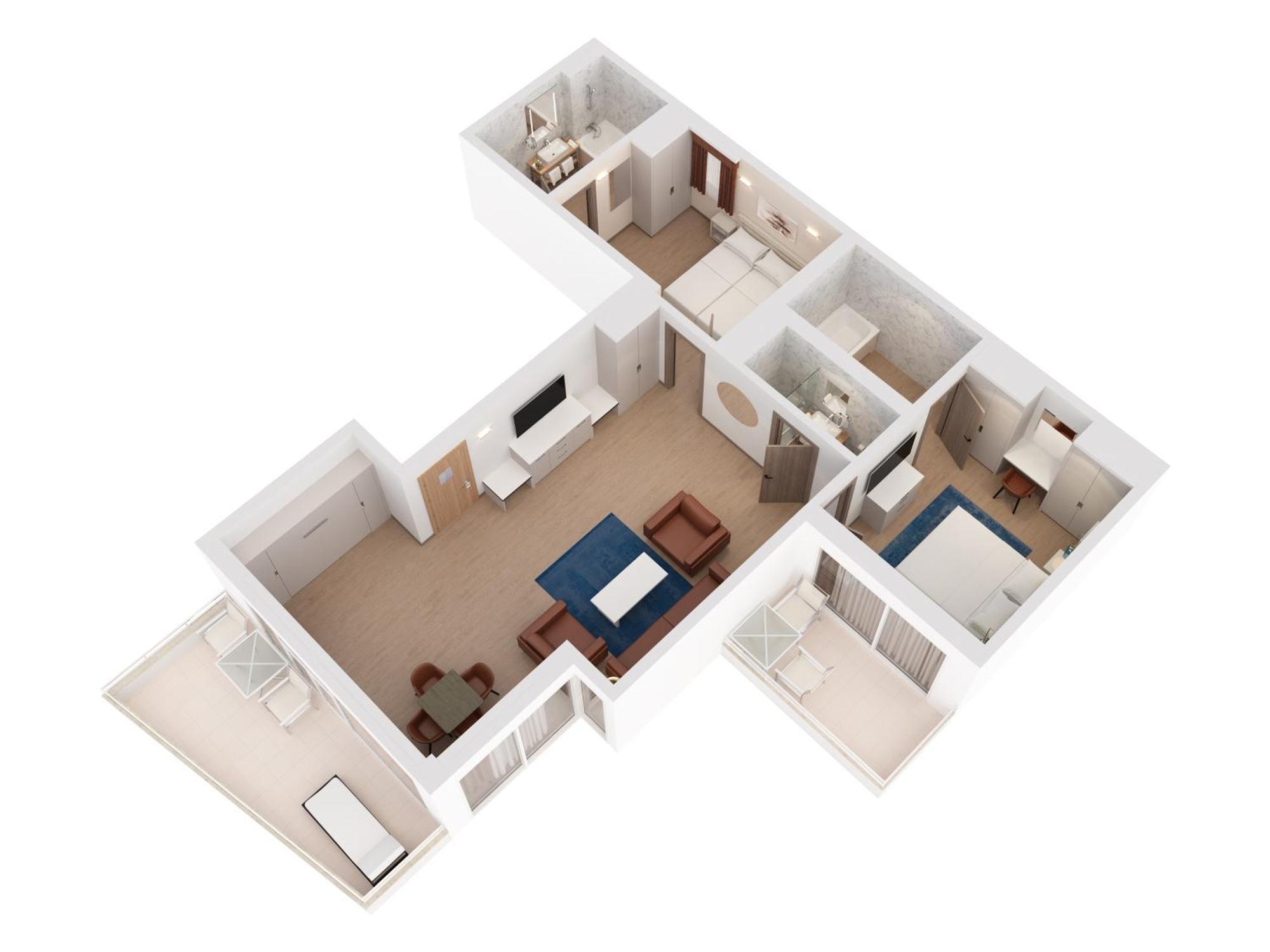 Hilton Rijeka Costabella Beach Resort And Spa Habitación foto 3D floor plan of a typical apartment