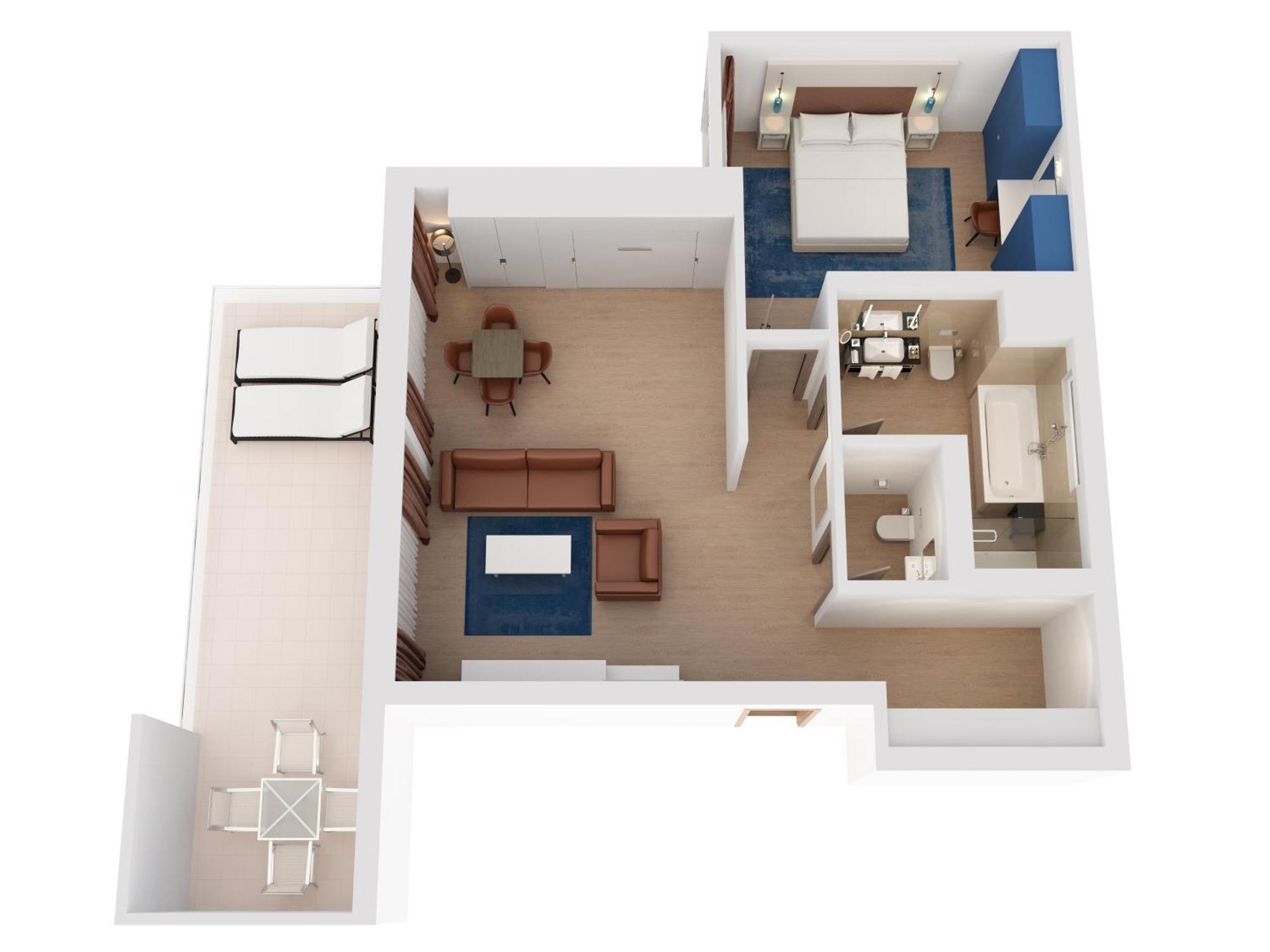 Hilton Rijeka Costabella Beach Resort And Spa Habitación foto A 3D floor plan of a hotel room
