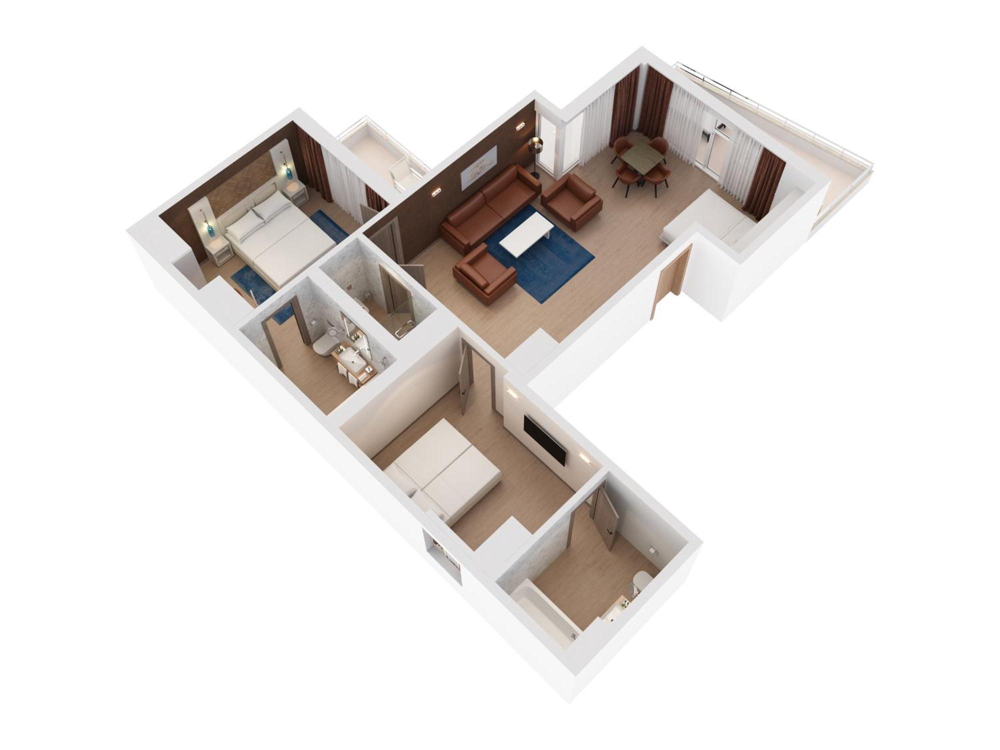 Hilton Rijeka Costabella Beach Resort And Spa Habitación foto 3D floor plan of a hotel room
